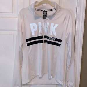 PINK Victoria’s Secret White and Black 3/4 Zip Jacket